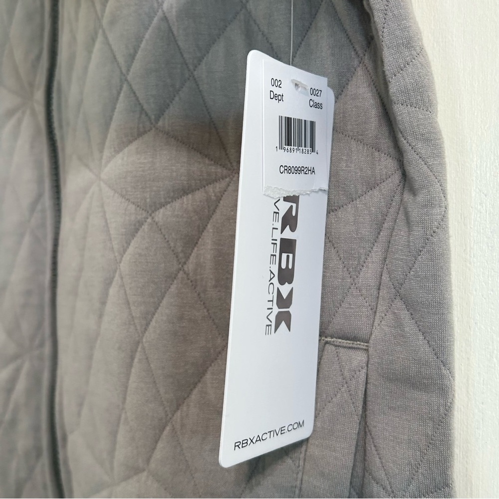 Reebok RBK New Light Gray Long Sleeve Zipper Fleece Sweatshirt Jacket Size Small - Picture 10 of 12